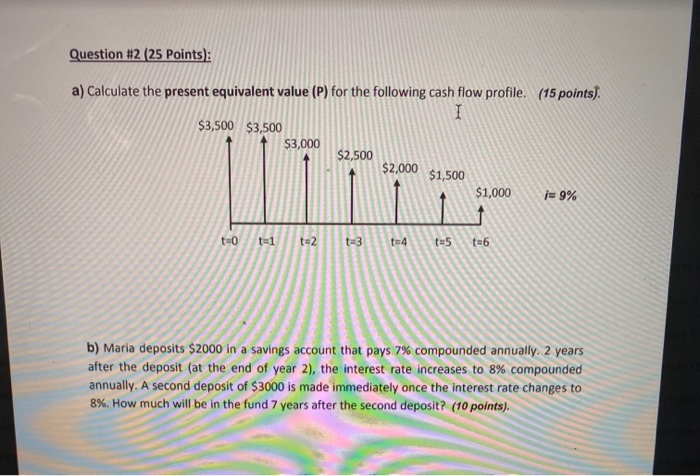  Question #2 (25 Points): a) Calculate the present equivalent value (P)