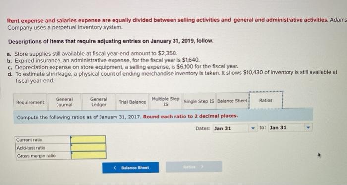 expense on store equipment, a selling expense, is $6,100 for the fiscal