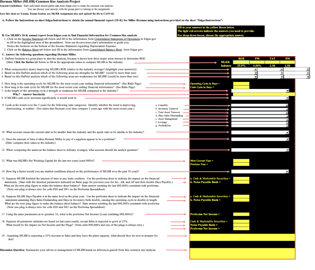 Herman Miller (MLHR) Common Size Analysis Project General Guidelines: Each individual