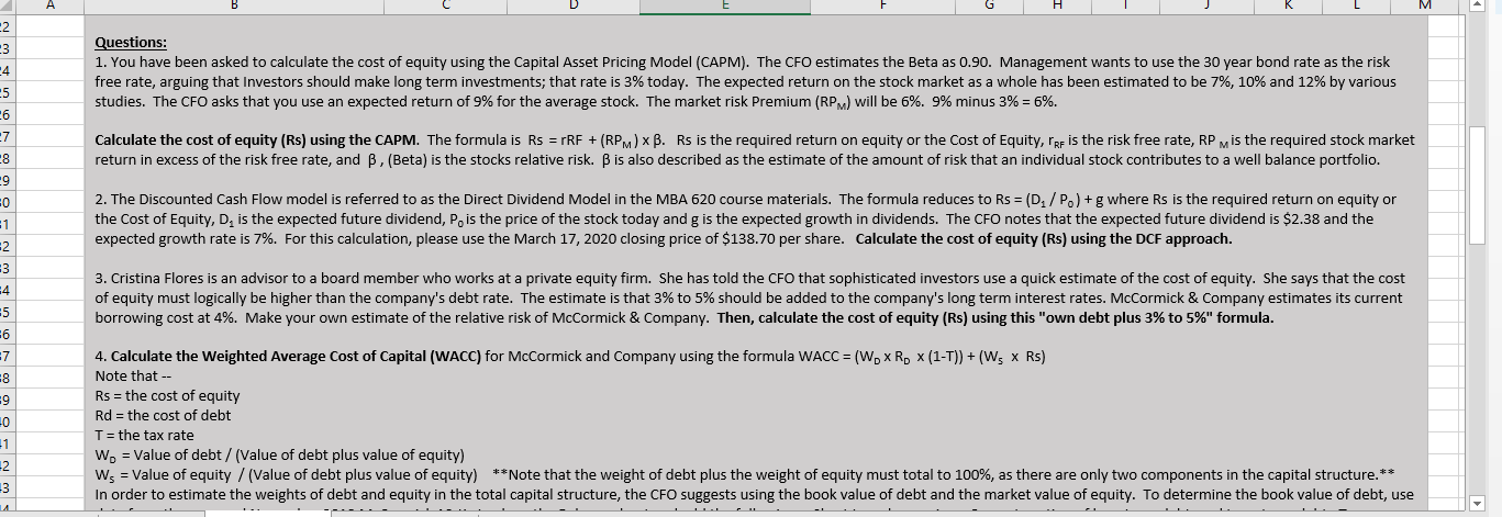 Information from McCormick Your task is to make an estimate of McCormick