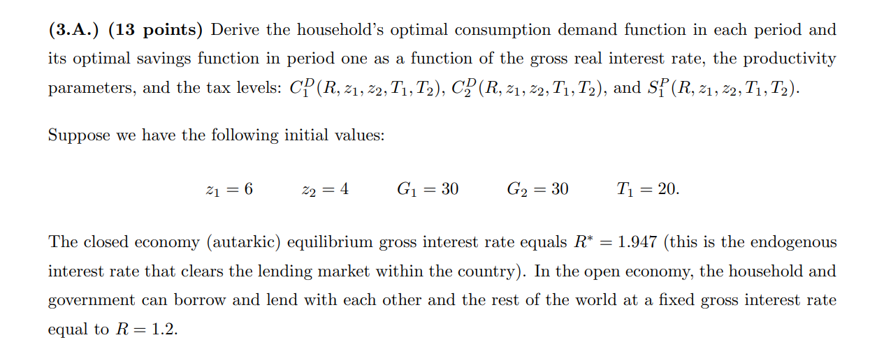 household who receives utility from consumption of a final good in two