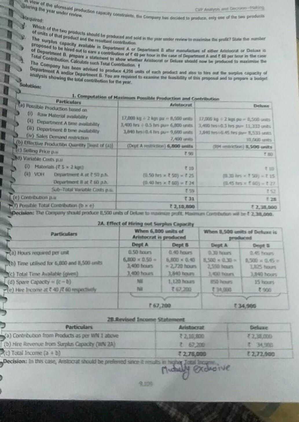 M07 The Key Factor-Differing Feed Costs at various Capacity Level The relevant
