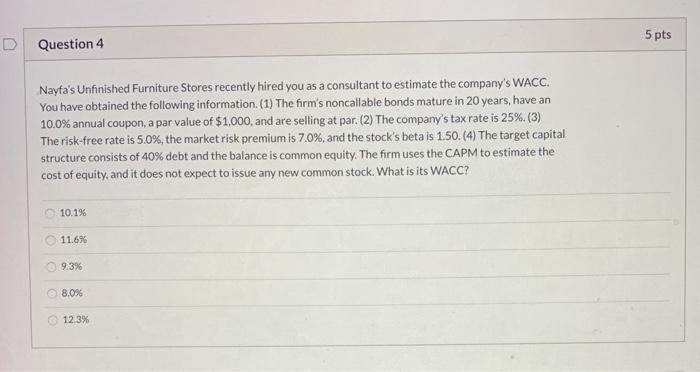 need help on how to go about this 5 pts Question 4