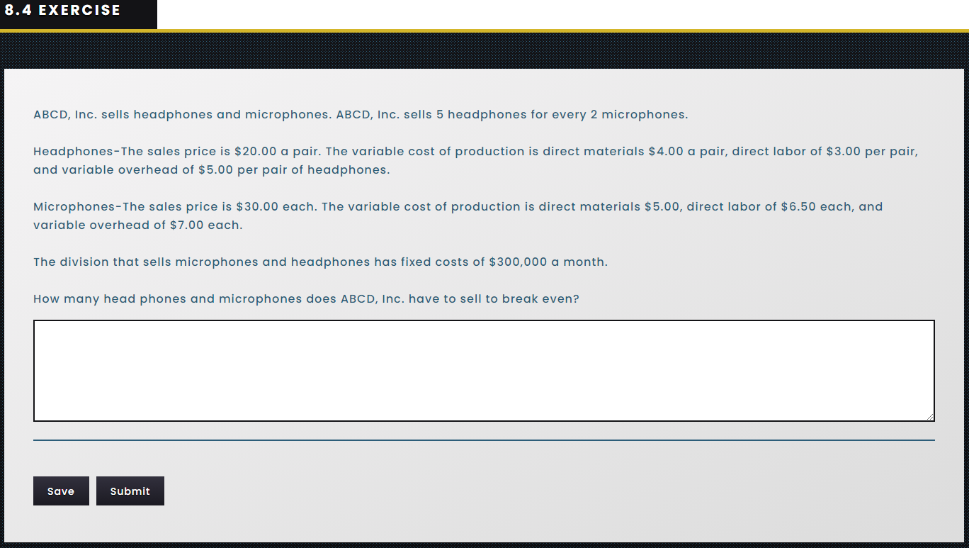 of $3.00 per pair, and variable overhead of $5.00 per pair of