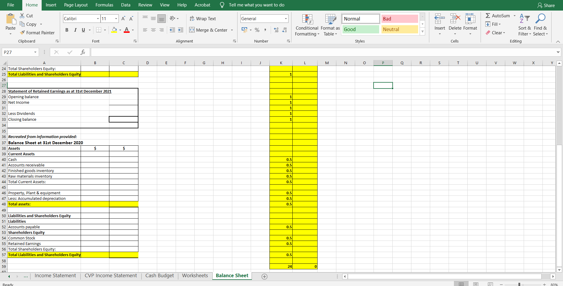minimum cash balance of $10,000 in the bank for each quarter. Budgeted