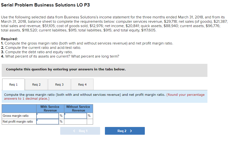  Serial Problem Business Solutions LO P3 Use the following selected data