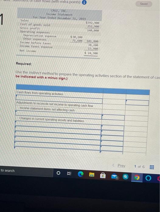 balance sheet and income statement is shown for Cruz, Inc. CRUZ, INC.