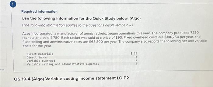  ! Required information Use the following information for the Quick Study