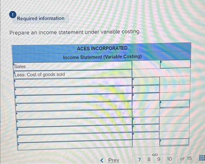 below. (Algo) [The following information applies to the questions displayed below.] Aces