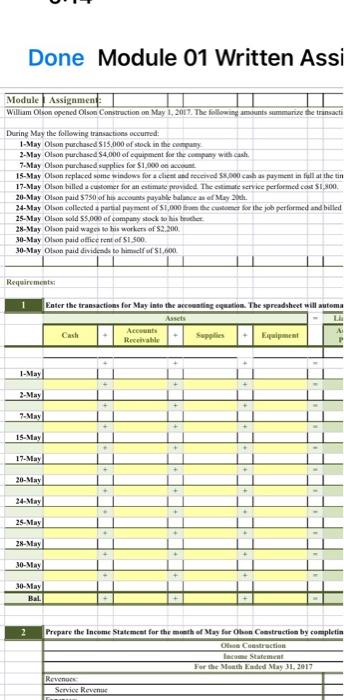 Done Module 01 Written Assi Module Assignment William Olson opened Olson