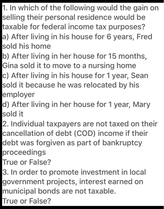 I need only answer not explanation. for 2 and 3 just True