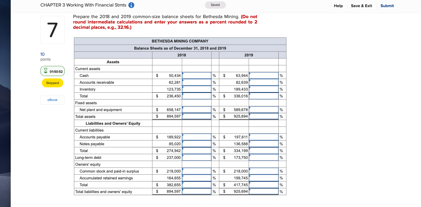  CHAPTER 3 Working With Financial Stmts i Saved Help Save &