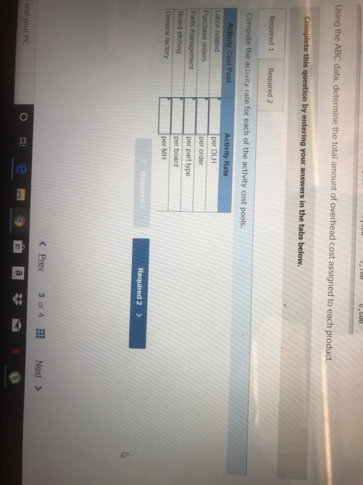the year, the company made the following estimates of cost and activity