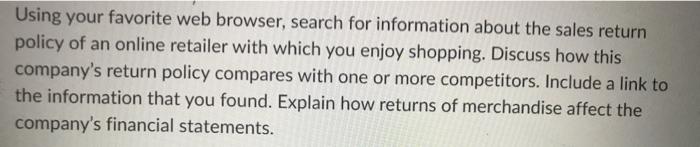  Using your favorite web browser, search for information about the sales