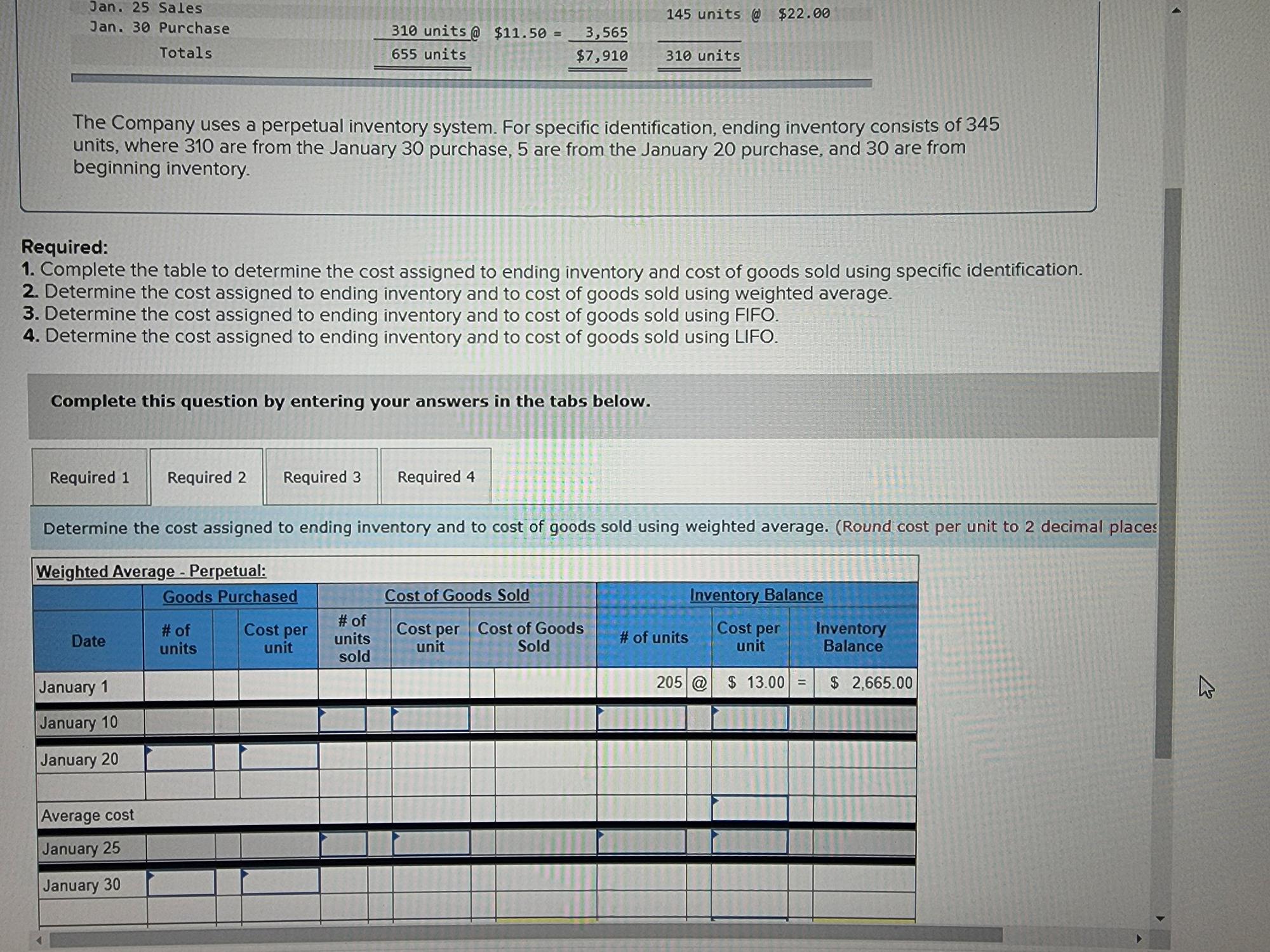 It helps me. Laker Company reported the following January purchases and sales