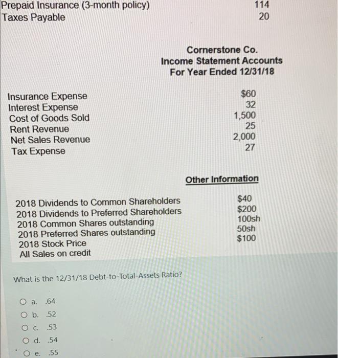assist you in answering the following question Cornerstone Co. Balance Sheet Accounts