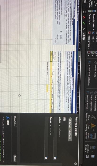 Find the IRR using Excel for this problem. Define Name JA Recently