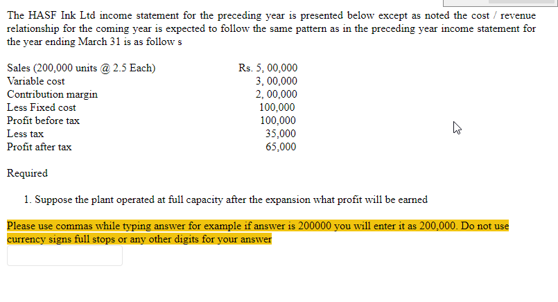 statement for the preceding year is presented below except as noted the