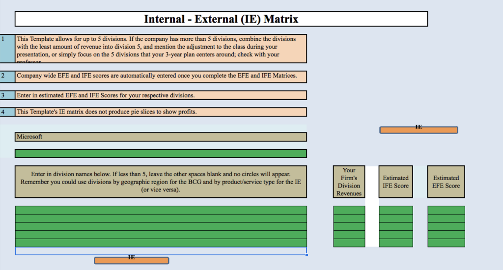  IE matrix for Microsoft Internal - External (IE) Matrix 1 This
