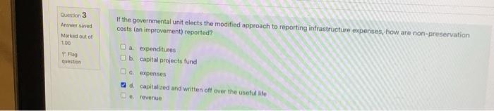  Question 3 Answer saved Marked out at 100 If the governmental