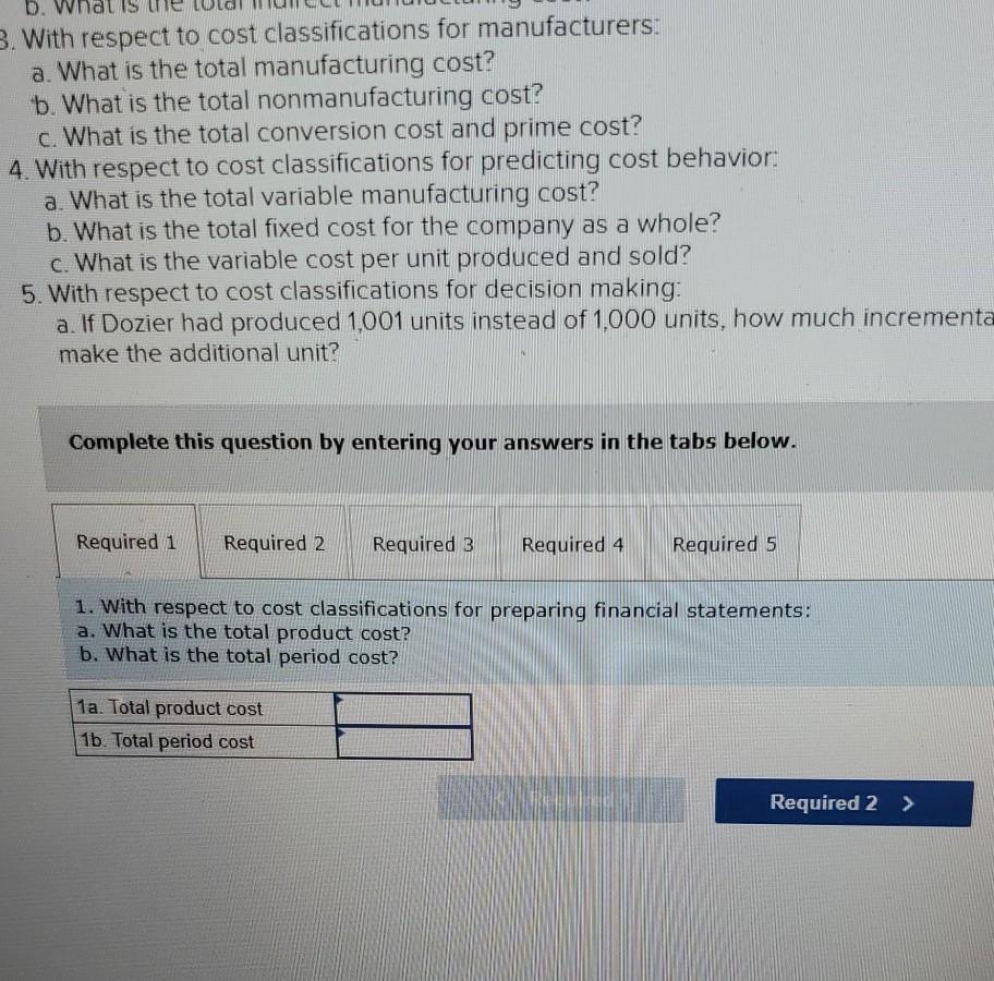 work Saved Problem 1-24 (Algo) Different Cost Classifications for Different Purposes [LO1-1,