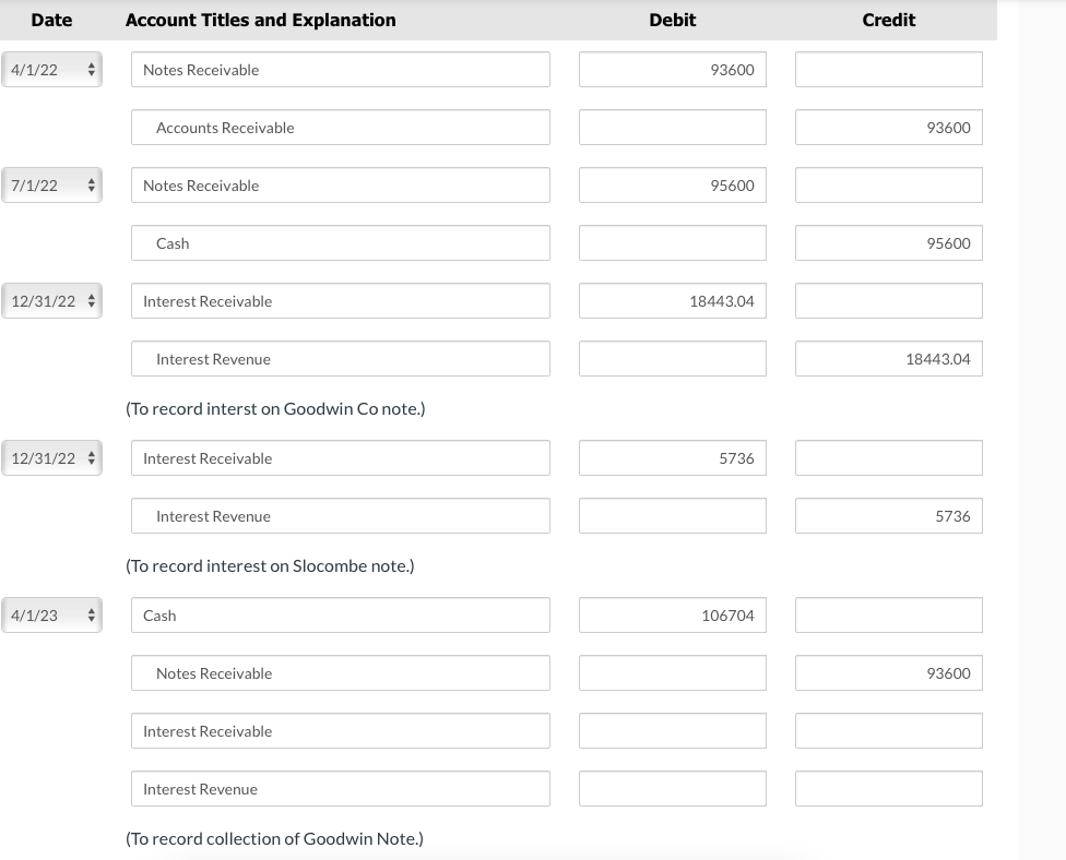 Could please explain with steps on interest receivable! Thanks! Date Account Titles