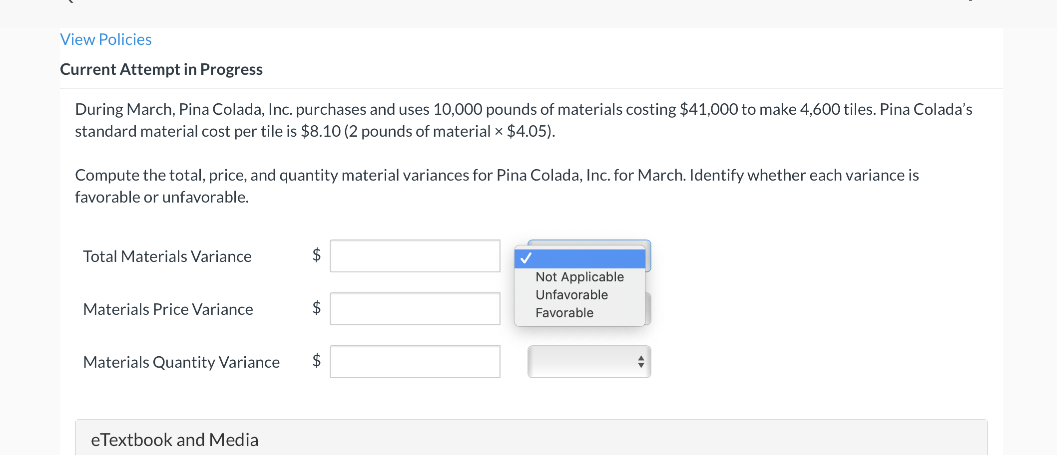 View Policies Current Attempt in Progress During March, Pina Colada, Inc.