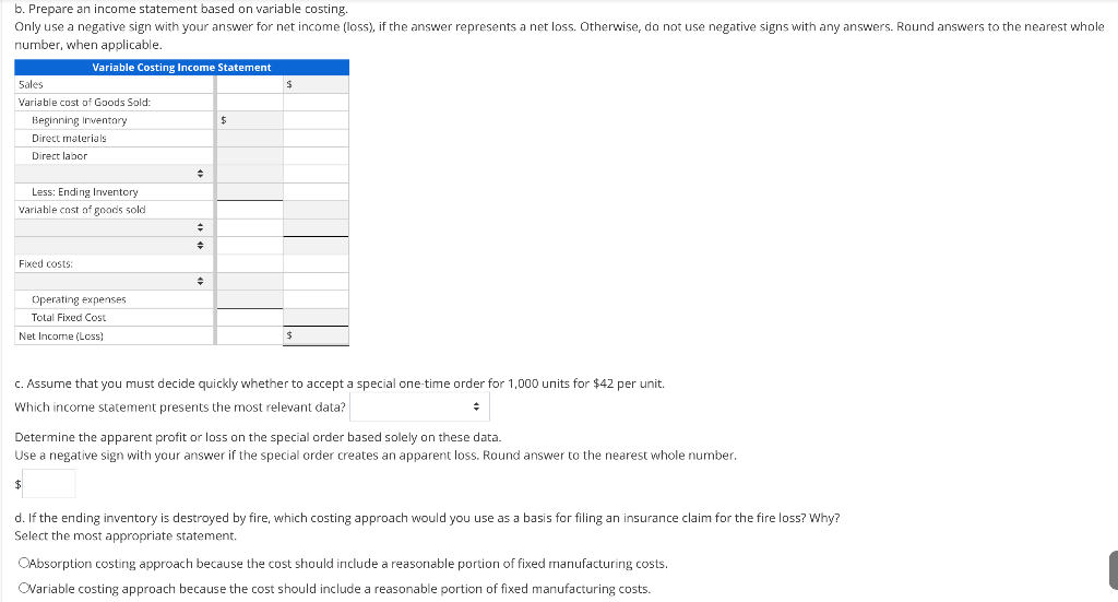 of operations) for Trenton Products, Inc., are as follows: Sales (200,000 units)