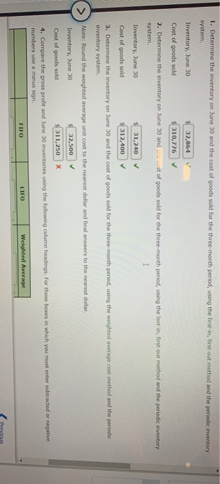 Dunne Co. and data on purchases and sales for a three-month period