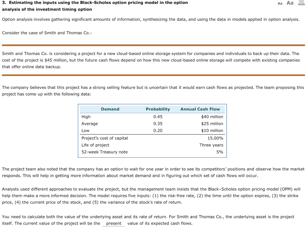  Aa Aa 3. Estimating the inputs using the Black-Scholes option pricing
