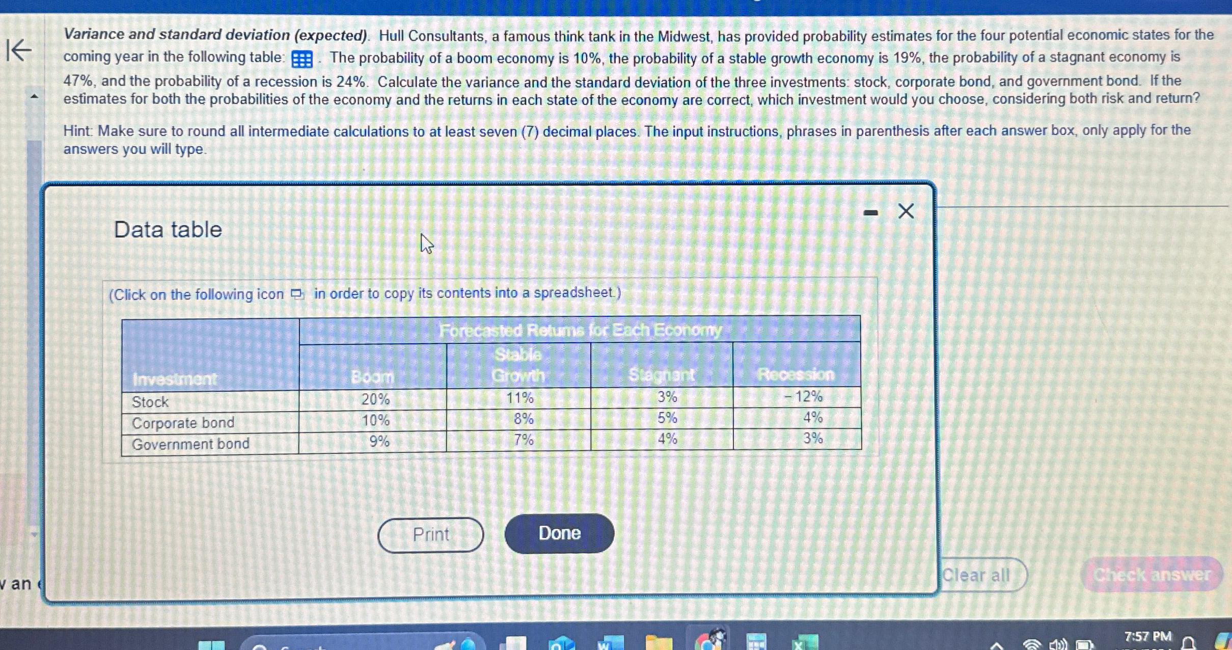  Variance and standard deviation (expected). Hull Consultants, a famous think tank