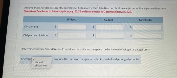 and gadgets, and has a capacity of 1.100 machine hours. Prices and