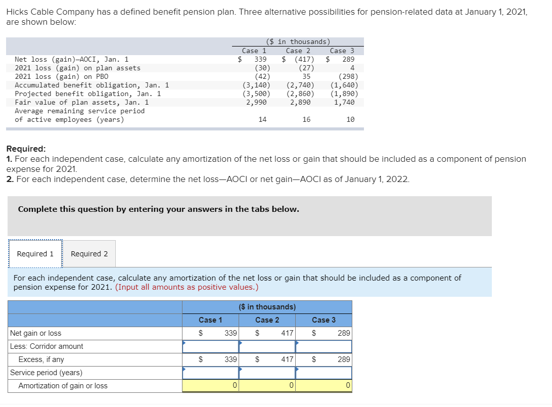  Hicks Cable Company has a defined benefit pension plan. Three alternative