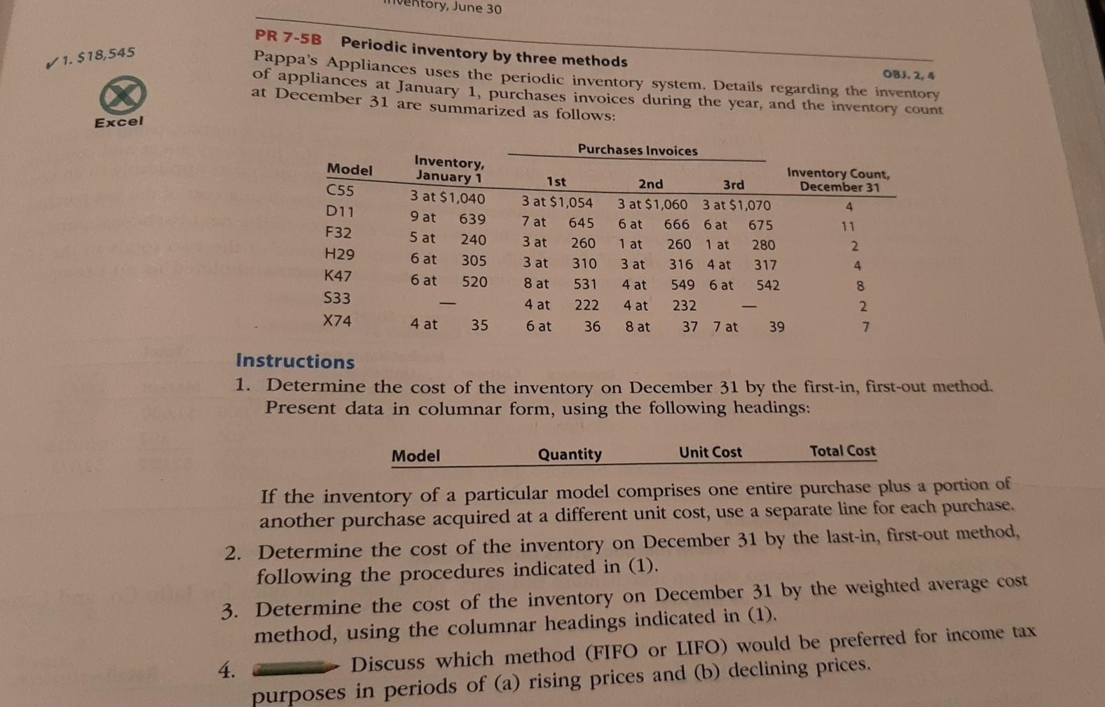 Dymac Appliances uses the periodic inventory system. Details regarding the inventory of