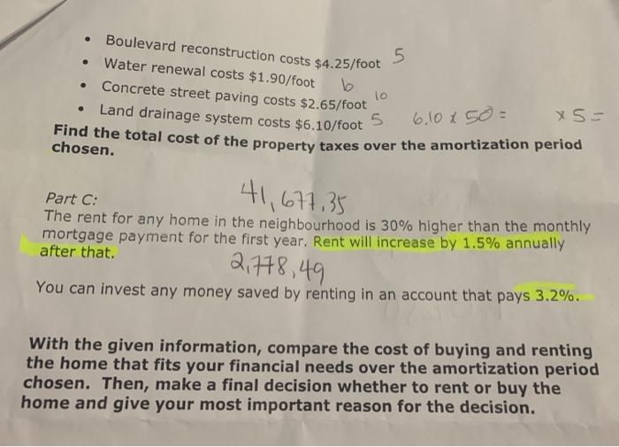 A: You want to explore the costs of renting and buying a