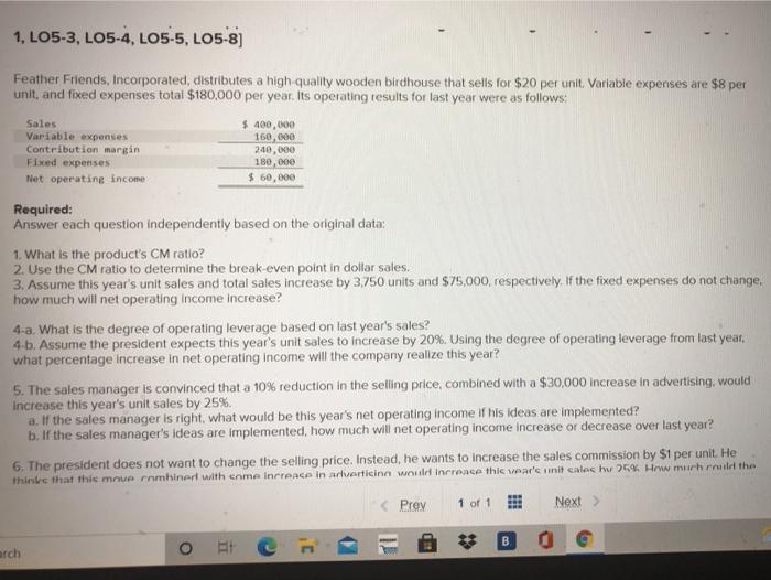 can you please work this problem out for me? 1. LO5-3, LO5-4,