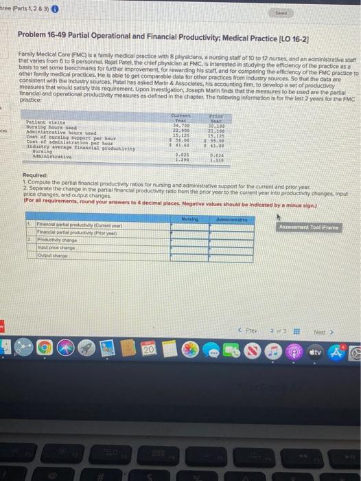  an hree Parts 1, 2 & 3) So Problem 16-49 Partial