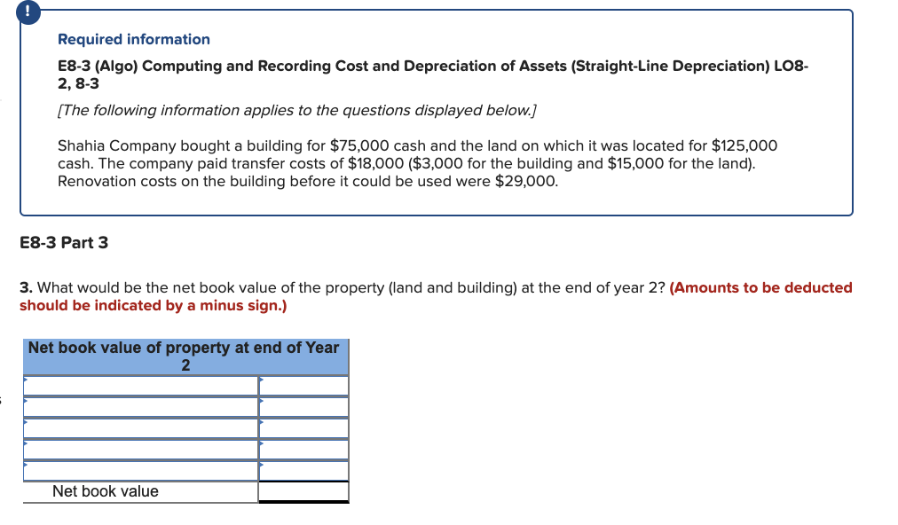 Assets (Straight-Line Depreciation) LO8- 2, 8-3 [The following information applies to the