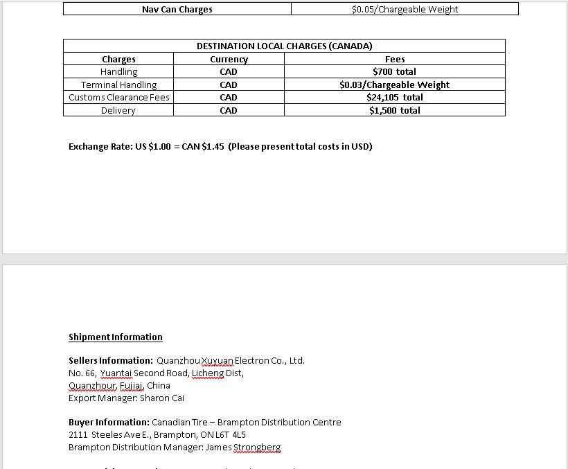 with answers! Practical Freight Exercise (40 Marks) Canadian Tire, based in Canada