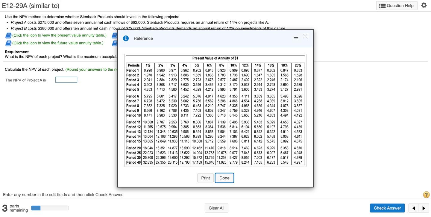 determine whether Stenback Products should invest in the following projects: Project A
