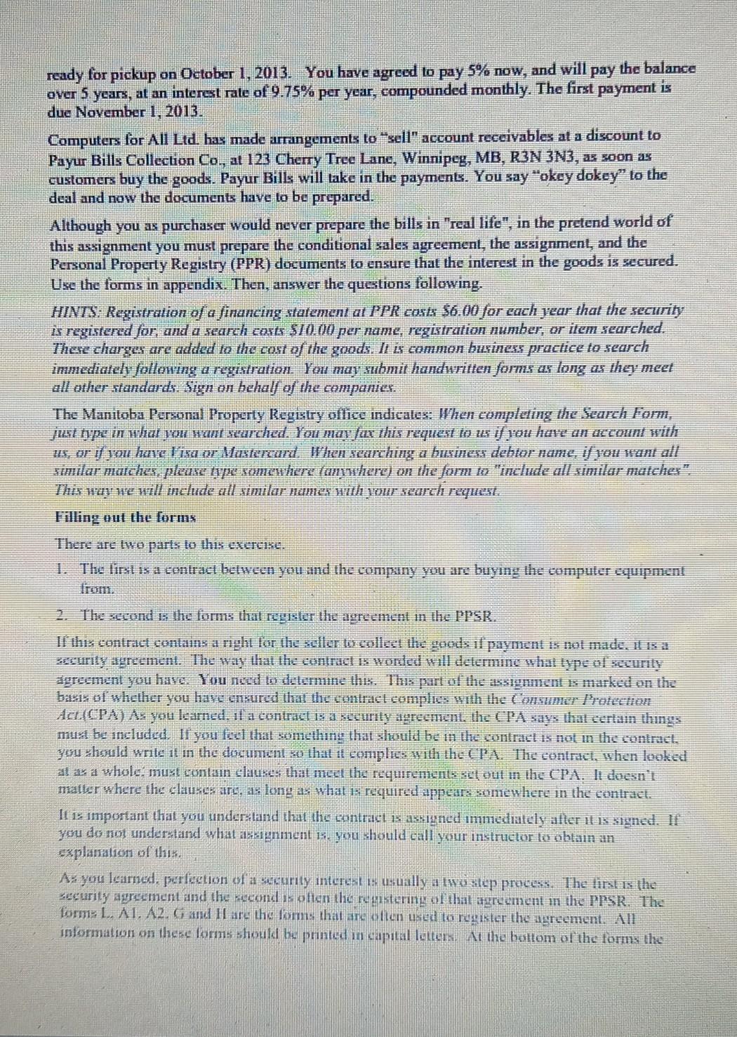 service and sales business. Computers for All Ltd. is located at 123