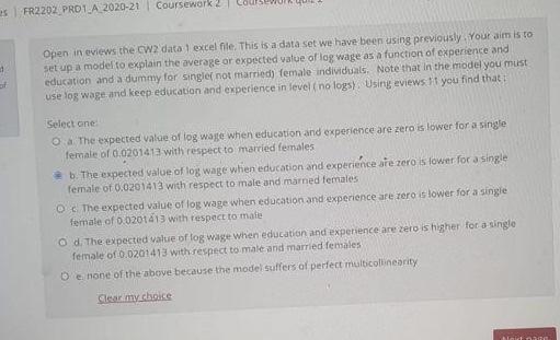  Coursework 2 5 FR2202 PROLA 2020-21 Open in eviews the CW2