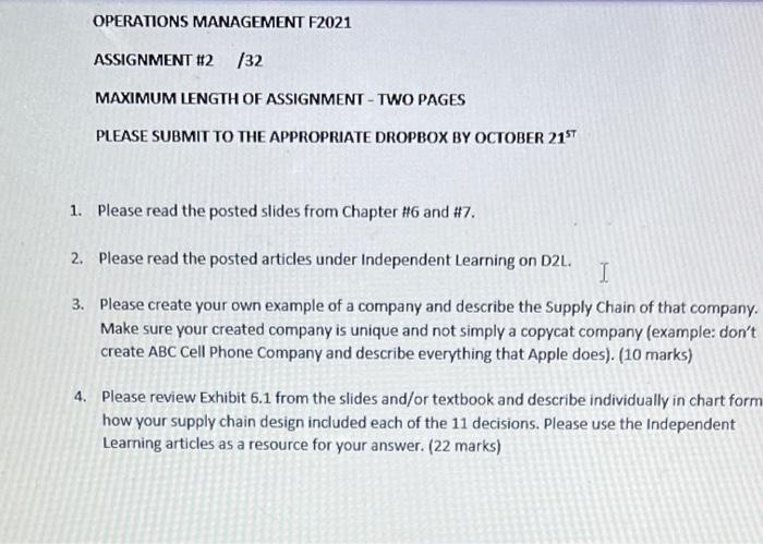  https://www.tradegecko.com/blog/supply-chain-management/zara-supply-chain-its-secret-to-retail-success link for ques.4 OPERATIONS MANAGEMENT F2021 ASSIGNMENT #2 /32 MAXIMUM