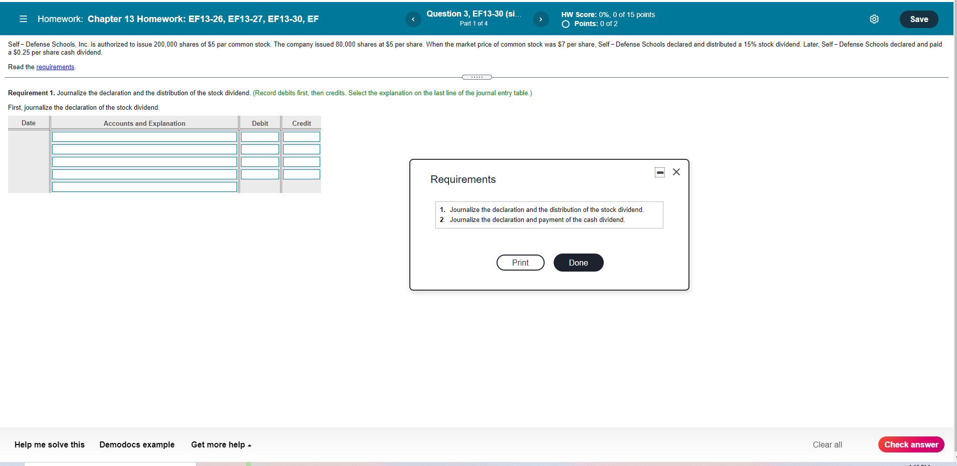  Homework: Chapter 13 Homework: EF13-26, EF13-27, EF13-30, EF Question 3, EF13-30