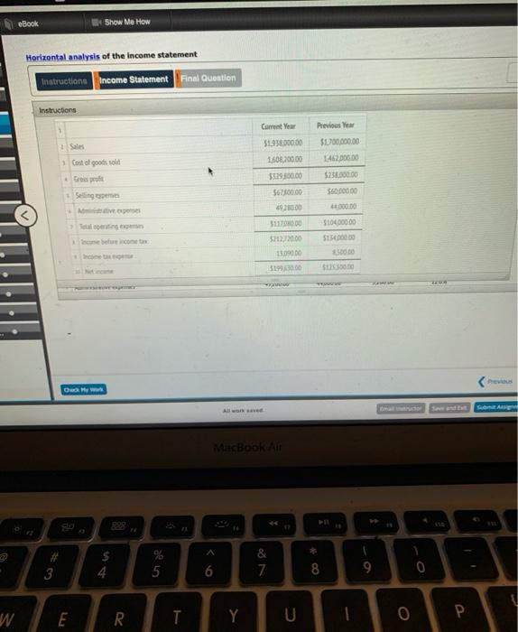 Prepare a comparative income statement with horizontal analysis, indicating the increase