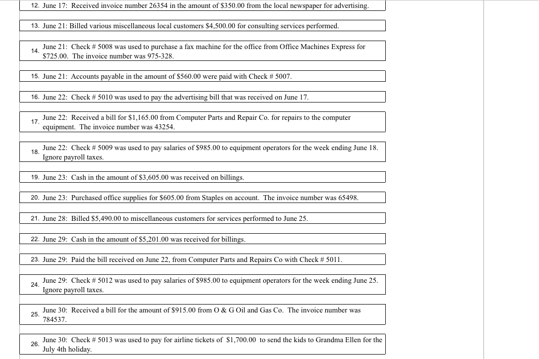 E F G C Number Name 1110 Cash 1120 Accounts Receivable 1130