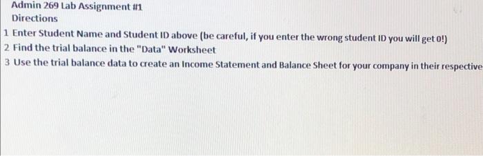 Admin 269 Lab Assignment 111 Directions 1 Enter Student Name and