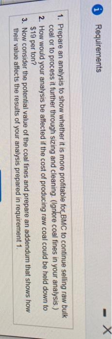  0 Requirements 1. Prepare an analysis to show whether it is