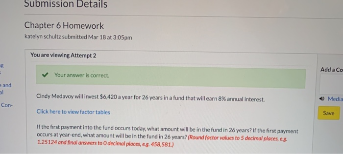  Submission Details Chapter 6 Homework katelyn schultz submitted Mar 18 at