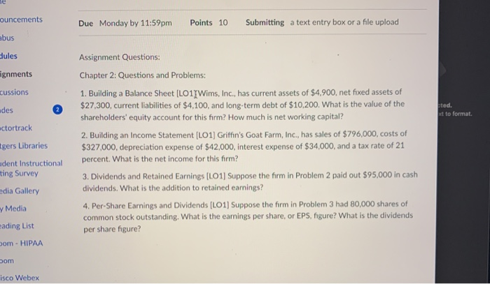  ouncements Due Monday by 11:59pm Points 10 Submitting a text entry